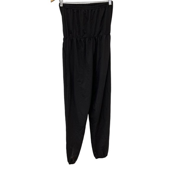 C+D+M Strapless Drawstring Jogger Jumpsuit Womens L Black Polyester Blend NEW - Picture 2 of 3